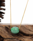 Baikalla Jewelry Jade Pendant Necklace Baikalla™ "Good Luck Button" Necklace Rich Forest Green Jade Lucky TongTong Pendant Necklace