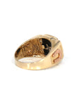Baikalla Jewelry Gold Diamond Men's Ring 14k Yellow Gold Horseshoe Men's Ring With Diamond