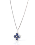 Baikalla Jewelry gemstone jewelry 18k White Gold Natural Blue Sapphire 4 Stone Necklace With Diamonds