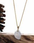 Baikalla Jewelry Jade Pendant Baikalla Natural Ice Jadeite Jade "Longevity Peach" Shou Tao Necklace with 14k Yellow Gold Bail