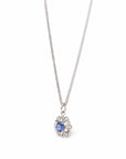 Baikalla Jewelry gemstone jewelry 14k White Gold Natural Blue Sapphire Flower Necklace With Diamond
