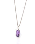 Baikalla Jewelry Gemstone Pendant Necklace Pendant Only 14k White Gold Emerald Cushion Cut Amethyst Necklace With Diamonds