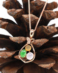 Baikalla Jewelry Gold Jadeite Necklace Baikalla™ "Money Sack" 18k Rose Gold Multi-Colored Jadeite Jade Diamond Pendant Necklace