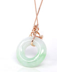 Baikalla Jewelry 18k Gold Jadeite Necklace Baikalla™ "Good Luck Birdie" 18k Rose Gold Genuine Burmese Jadeite Lucky Pendant Necklace With AA Tourmaline & Diamonds