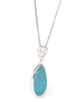 Baikalla Jewelry Gemstone Pendant Necklace Baikalla™ Sterling Silver Freeform Australian Blue Opal Bezel Set Necklace