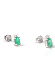 Baikalla Jewelry Gold Gemstone Earrings Baikalla™ 14k Classic White Gold Natural Emerald Dangle Earrings w/Diamonds