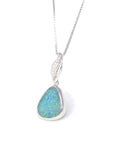 Baikalla Jewelry Gemstone Pendant Necklace Blue Opal Baikalla™ Sterling Silver Freeform Australian Light Blue Natural Opal Bezel Set Necklace