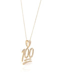 Baikalla Jewelry 24K Pure Yellow Gold Pendant Pendant Only 14K Yellow Gold "100" Pendant Necklace With VS1 Diamonds