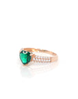 Baikalla Jewelry Gold Sapphire Ring 18k Rose Gold Lab-Created Emerald Ring With CZ