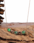 Baikalla Jewelry 18k Gold Jadeite Necklace 18K Rose Gold "3-stone" Imperial Jadeite Jade Cabochon Pendant with Diamonds