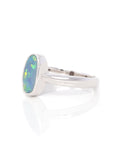 Baikalla Jewelry Gemstone Ring Opal Baikalla™ Sterling Silver Freeform Australian Natural Blue Opal Bezel Set Ring