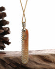 Baikalla Jewelry Jade Pendant 14K Yellow Natural Red & Brown Jadeite Jade Comb Necklace