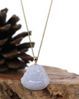 Baikalla Jewelry Gold Jadeite Jade Pendant Necklace Natural Burmese Jadeite Jade Happy Buddha With 14k Yellow Bail