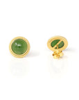 Baikalla Jewelry Silver Gemstone Earrings Baikalla™ 'Classic Studs" Gold Plated Sterling Silver Real Green Jade Stud Earrings