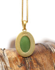 Baikalla Jewelry Jade Pendant Necklace Baikalla™ "Lucky Oval Jade" Sterling Silver Nephrite Green Jade Classic Pendant Necklace