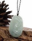 Baikalla Jewelry Jade Guanyin Pendant Necklace Genuine Ice Blue Jadeite Jade RuYi Pendant Necklace With Real Jadeite jade Beads Necklace