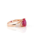 Baikalla Jewelry Gold Sapphire Ring 18k Rose Gold Lab-Created Ruby Ring With CZ