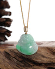 Baikalla Jewelry Jade Buddha Pendant Baikalla™ "Laughing Buddha" Genuine Green Jadeite Buddha Pendant Necklace With 14k Yellow Gold Diamond Bail