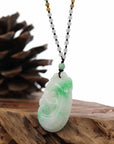Baikalla Jewelry Jade Guanyin Pendant Necklace Genuine Green Jadeite Jade RuYi Pendant Necklace With Real Ice Jadeite jade Beads Necklace