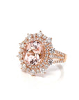 Baikalla Jewelry 14K Gold Morganite Ring 14k Rose Gold Natural 4.65ct 2.1CTW Morganite Ring with Diamonds