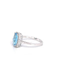 Baikalla Jewelry Gold Topaz Ring 14k White Gold Genuine Swiss Blue Topaz Ring with Diamonds