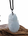 Baikalla Jewelry Jade Pendant Necklace Genuine Lavender Jadeite Jade "Good Luck HuLu with Dragon" Pendant Necklace With Real Jadeite Bead Necklace