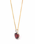 Baikalla Jewelry gemstone jewelry 14k Yellow Gold Natural Oval Garnet Necklace With Diamonds