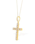 Baikalla Jewelry 24K Pure Yellow Gold Pendant 14K Yellow Gold Cross Pendant Necklace With Diamonds