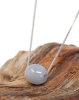 Baikalla Jewelry Jade Pendant Necklace Baikalla™ "Good Luck Button" Necklace Real Lavender Jade Lucky TongTong Pendant Necklace
