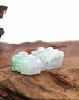 Baikalla Jewelry genuine jadeite carving Genuine Burmese Lavender & Green Jadeite Jade PiXiu Pendant Necklace