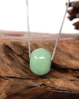 Baikalla Jewelry Jade Pendant Necklace Baikalla™ "Good Luck Button" Necklace Real Vibrant Green Jade Lucky TongTong Pendant Necklace