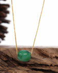 Baikalla Jewelry Jade Pendant Necklace Baikalla™ "Good Luck Button" Necklace Rich Forest Green Jade Lucky TongTong Pendant Necklace