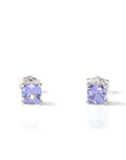 Baikalla Jewelry Gold Gemstone Earrings Purple Tanzanite Baikalla™ 14k White Gold Natural Tanzanite 4 Prong Set Earrings