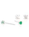 Baikalla Jewelry Gemstone Pendant Necklace Baikalla™ 14k White Gold Emerald Round 4 Prong Stud Earrings