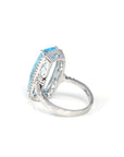 Baikalla Jewelry Gold Topaz Ring 14k White Gold Genuine Swiss Blue Topaz Ring with Diamonds