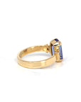 Baikalla Jewelry Gold Tanzanite Ring 18k Yellow Gold Natural Emerald Cut Tanzanite Diamond Anniversary Ring