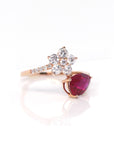 Baikalla Jewelry Gold Sapphire Ring 18k Rose Gold Lab-Created Ruby Ring With CZ