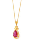 Baikalla Jewelry gemstone jewelry 24k Yellow Gold Lab Created Ruby & CZ Pendant Necklace