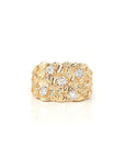 Baikalla Jewelry Gold Diamond Men's Ring 14k Solid Yellow Gold Nugget VS1 Diamond Men's Big Band Ring