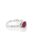 Baikalla Jewelry Gold Ruby Ring 18k White Gold Natural Oval Ruby Diamond Anniversary Ring