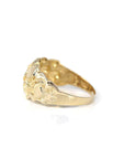Baikalla Jewelry Gold Diamond Men's Ring 14k Solid Yellow Gold Nugget Men's Band Ring