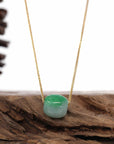 Baikalla Jewelry Jade Pendant Necklace Baikalla™ "Good Luck Button" Necklace Rich Forest Green Jade Lucky TongTong Pendant Necklace