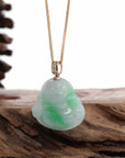 Baikalla Jewelry Jade Buddha Pendant Baikalla™ "Laughing Buddha" Genuine Green Jadeite Buddha Necklace With 14k Yellow Gold Diamond Bail