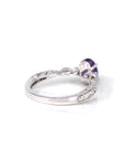 Baikalla Jewelry Gold Amethyst Ring 14k White Gold Genuine Amethyst Ring with Diamonds