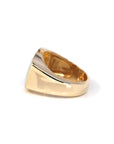 Baikalla Jewelry Gold Opal Ring 14k Yellow Gold Natural AAA Australian Opal Men's Ring with Diamonds