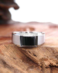 Baikalla Jewelry Gold Jadeite Jade Ring Baikalla™ "Classic Emerald Style" Genuine Burmese Emerald Cut Black Jadeite Jade Engagement Ring