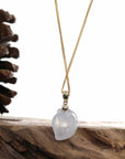 Baikalla Jewelry Jade Pendant Baikalla Natural Ice Jadeite Jade "Longevity Peach" Shou Tao Necklace with 14k Yellow Gold Bail