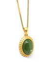 Baikalla Jewelry Jade Pendant Necklace Baikalla™ "Lucky Oval Jade" Sterling Silver Nephrite Green Jade Classic Pendant Necklace