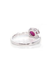 Baikalla Jewelry Gold Ruby Ring 18k White Gold Natural Oval Ruby Diamond Anniversary Ring