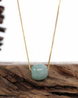 Baikalla Jewelry Jade Pendant Necklace Baikalla™ "Good Luck Button" Necklace Rich Forest Green Jade Lucky TongTong Pendant Necklace
